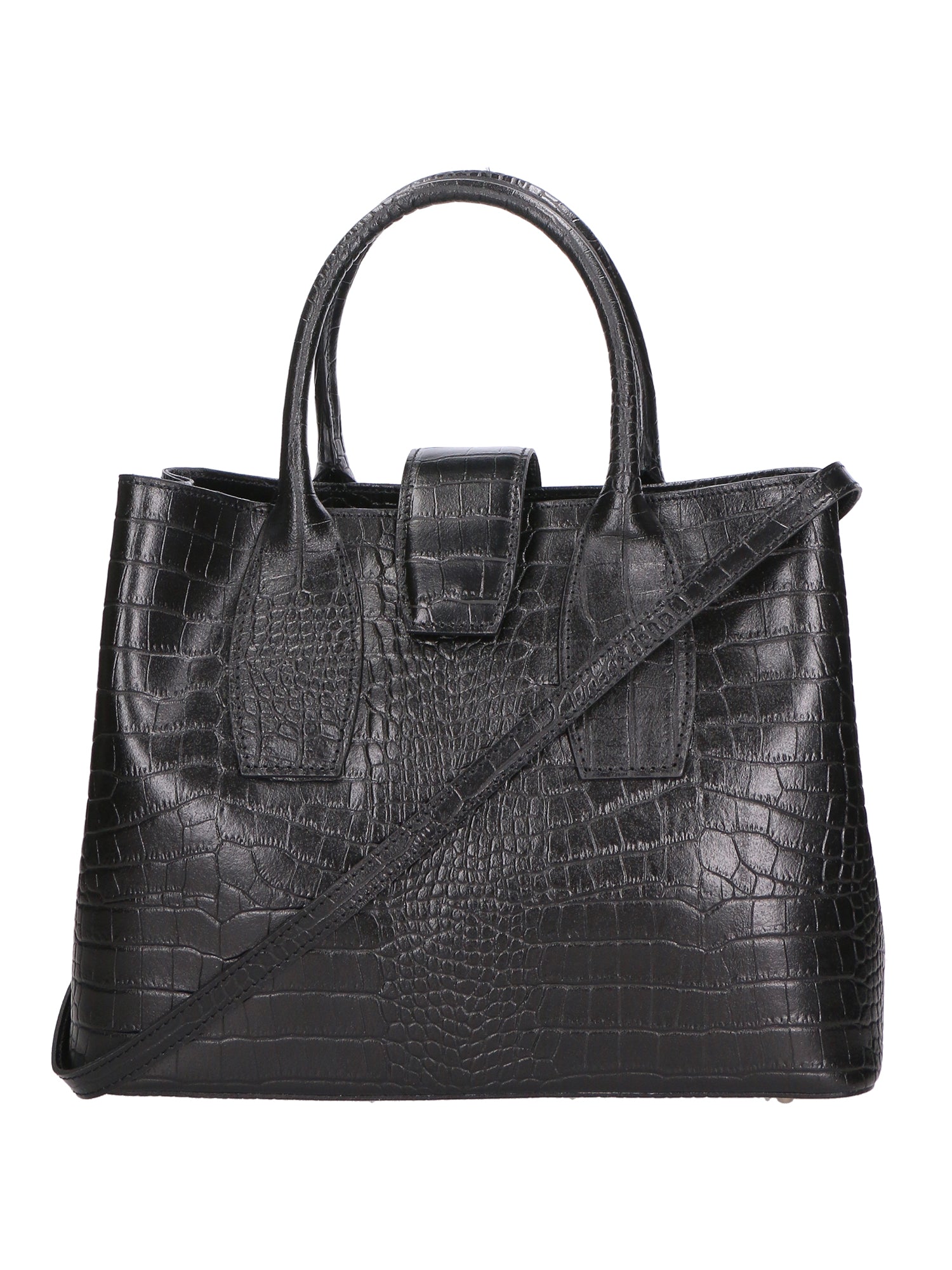Letizia Borsa a mano da donna Pelle stampata croco 06542-NERO Gave Lux