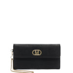 Portafoglio donna 100% poliuretano vegano TESSA-GRAIN-BLACK-GOLD Marc Ellis