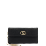 Portafoglio donna 100% poliuretano vegano TESSA-GRAIN-BLACK-GOLD Marc Ellis