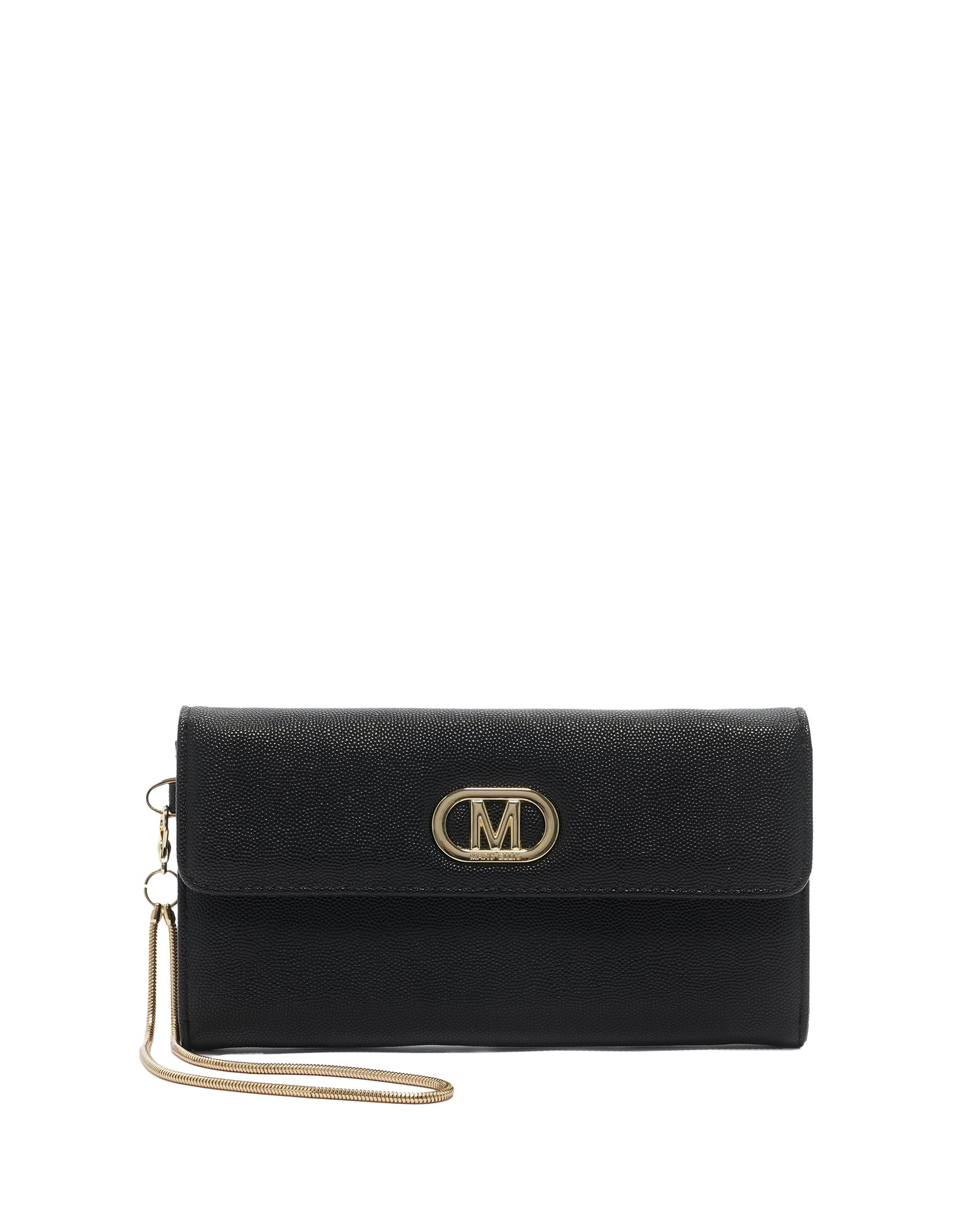 Portafoglio donna 100% poliuretano vegano TESSA-GRAIN-BLACK-GOLD Marc Ellis