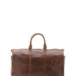 Borsa da viaggio unisex vera pelle 100% cotone 4546-TESTA DI MORO Alessia Firenze