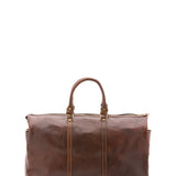 Borsa da viaggio unisex vera pelle 100% cotone 4546-TESTA DI MORO Alessia Firenze