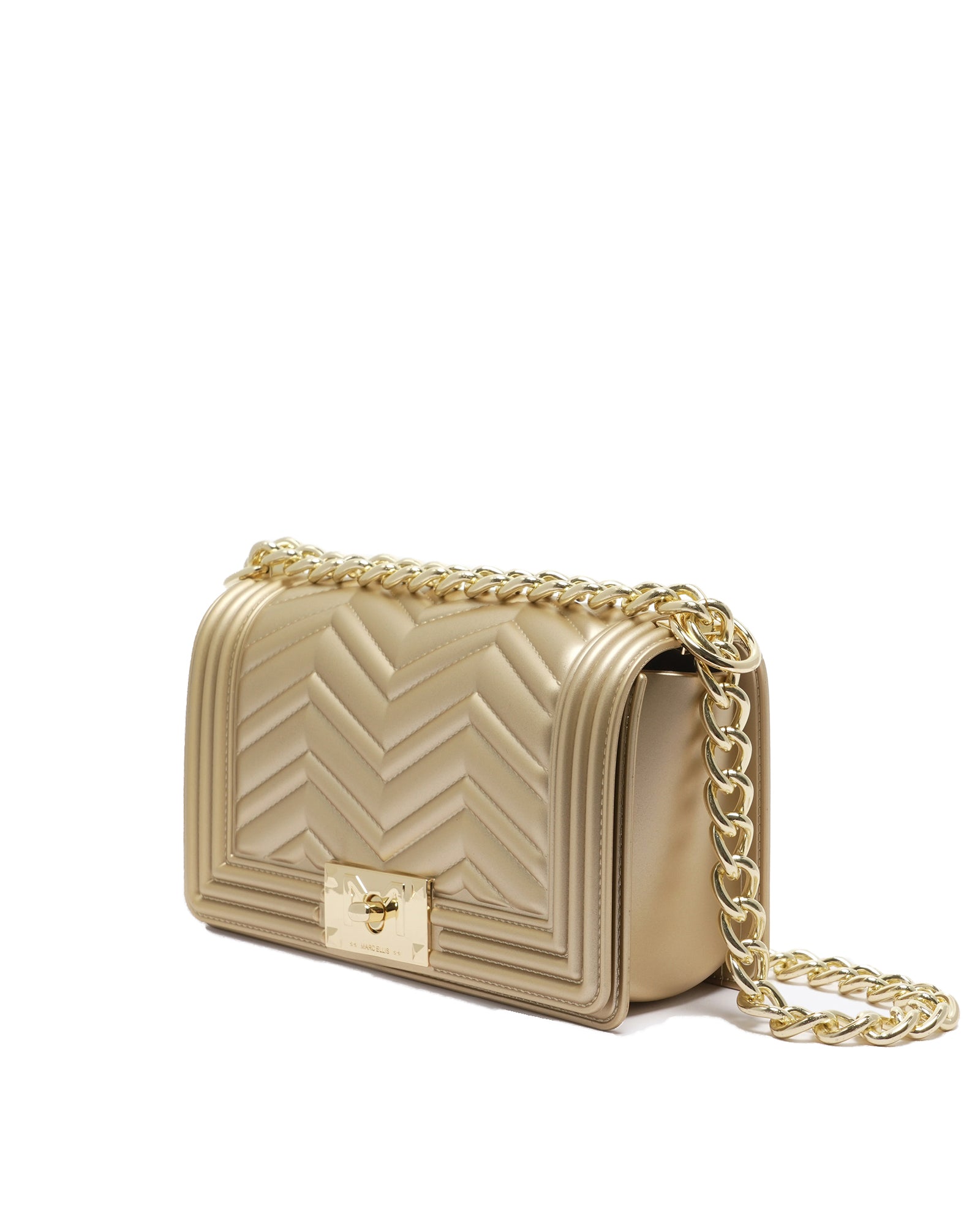Borsa a mano da donna 100% PVC FLAT S MANHATTAN-GOLD + LIGHT GOLD Marc Ellis