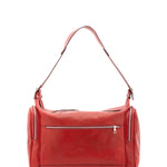 Borsa da viaggio unisex in vera pelle 100% cotone 4037-ROSSO Alessia Firenze