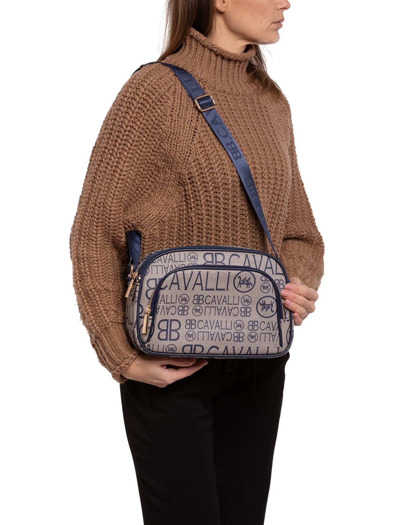 Borsa a tracolla da donna Ecopelle BC1376-BLU B Cavalli
