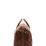 Borsa da viaggio unisex vera pelle 100% cotone 4038-MARRONE Alessia Firenze