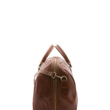 Borsa da viaggio unisex vera pelle 100% cotone 4038-MARRONE Alessia Firenze