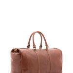 Borsa da viaggio unisex vera pelle 100% cotone 4546-MARRONE Alessia Firenze