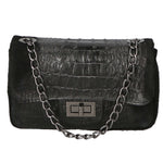 Camilla Borsa a tracolla da donna Pelle scamosciata croco 10029-NERO Gave Lux
