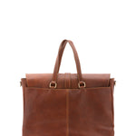 Borsa da viaggio unisex in vera pelle 100% cotone 4066-MARRONE Alessia Firenze