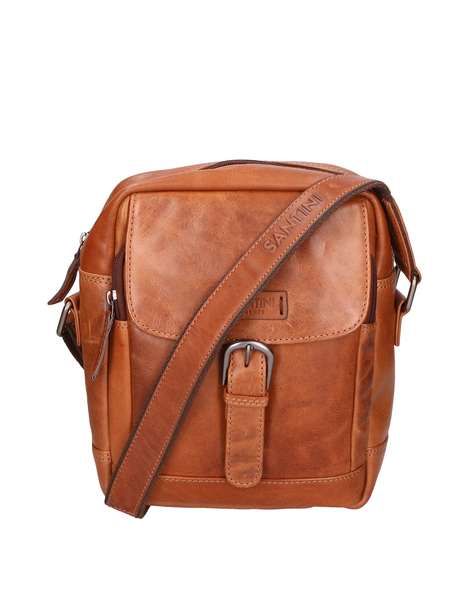Borsa a tracolla unisex vera pelle 100% pelle di vacchetta SN5863847-TAN Santini Firenze