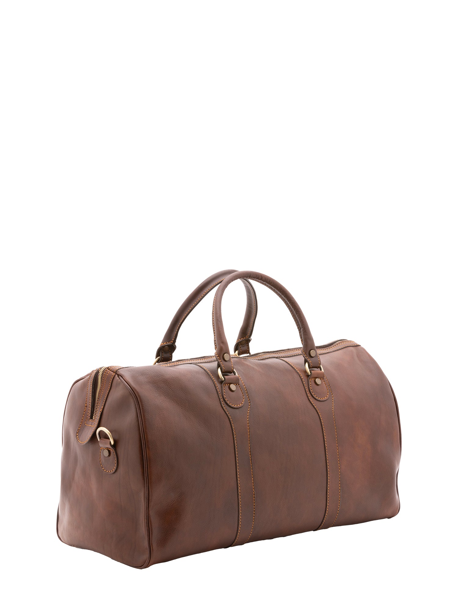 Borsa da viaggio unisex in vera pelle 100% cotone 4039-TESTA DI MORO Alessia Firenze