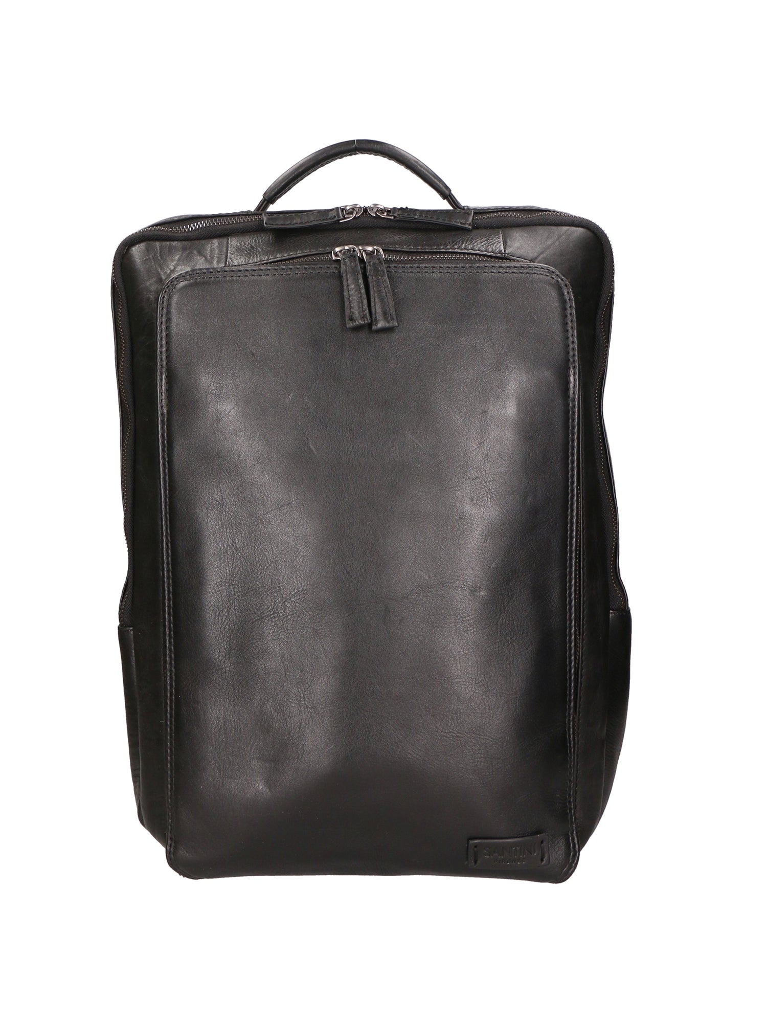 Zaino unisex in vera pelle Made in Italy Pelle di vacchetta ingrassata SN5863347-BLACK Santini Firenze