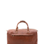 Borsa da viaggio unisex in vera pelle 100% cotone 4311-MARRONE Alessia Firenze