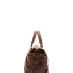 Borsa da viaggio unisex vera pelle 100% cotone 4546-TESTA DI MORO Alessia Firenze
