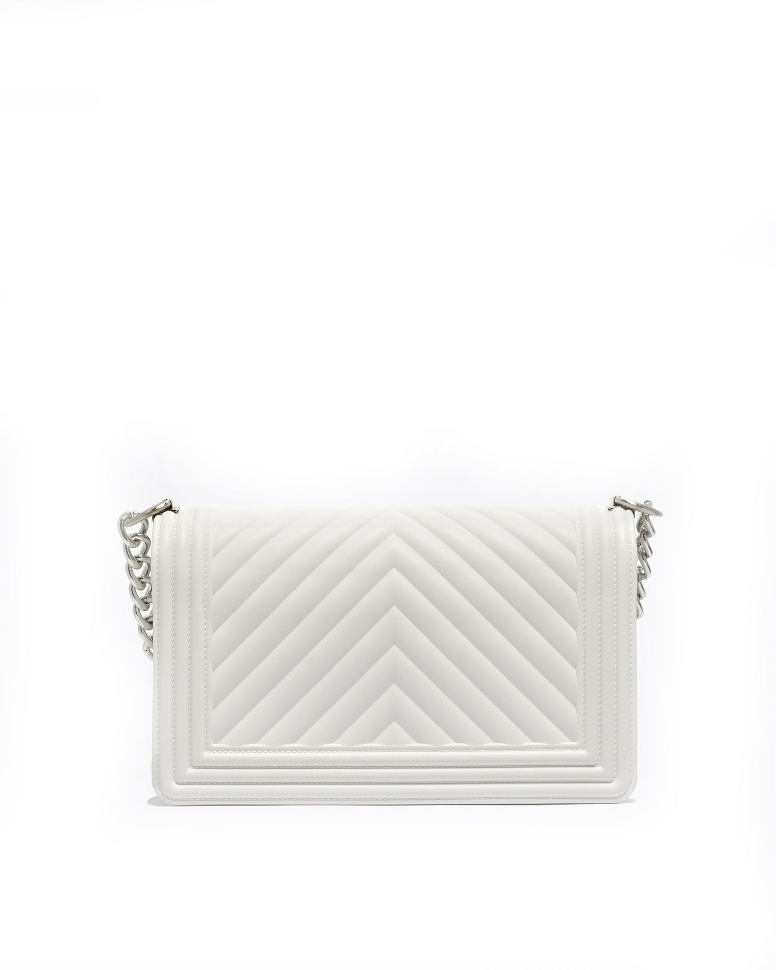 Borsa a mano da donna 100% PVC FLAT M-WHITE + OFF SILVER Marc Ellis