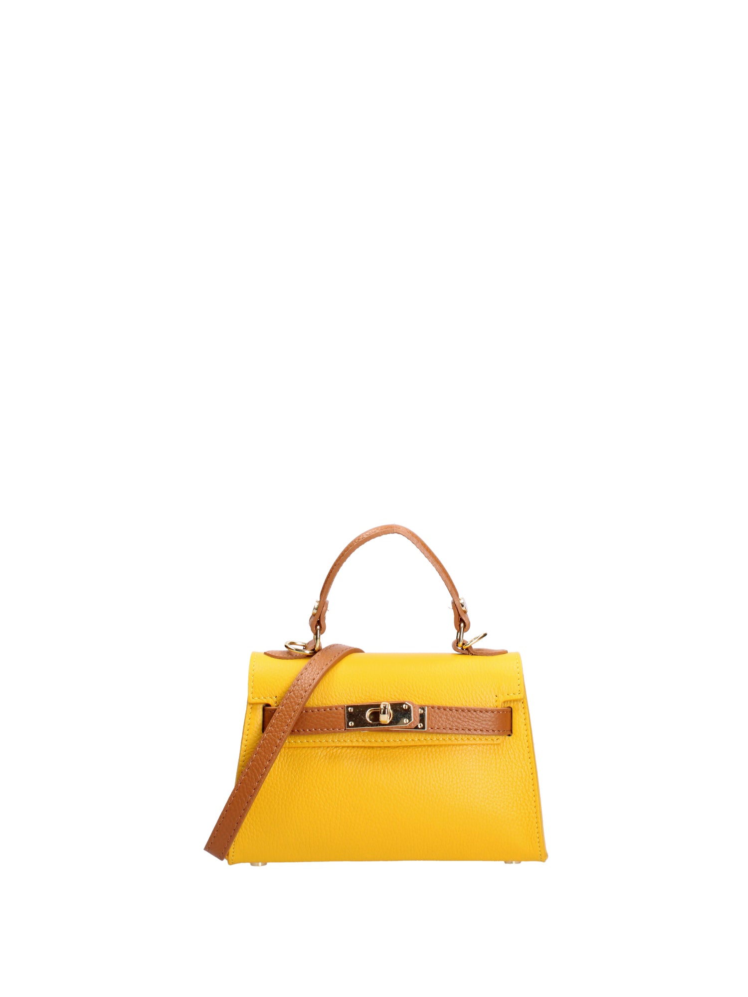 Borsa a mano da donna 100% vera pelle 07221-D04 GIALLO+D44 CUOIO Roberta Rossi