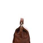 Borsa da viaggio unisex in vera pelle 100% cotone 4563-MARRONE Alessia Firenze