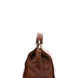 Borsa da viaggio unisex in vera pelle 100% cotone 4563-MARRONE Alessia Firenze
