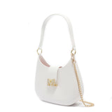 Borsa a spalla da donna 100% Pvc FLAT NEW YORK-WHITE + OFF GOLD Marc Ellis