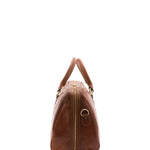 Borsa da viaggio unisex in vera pelle 100% cotone 4040-MARRONE Alessia Firenze