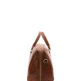 Borsa da viaggio unisex in vera pelle 100% cotone 4040-MARRONE Alessia Firenze