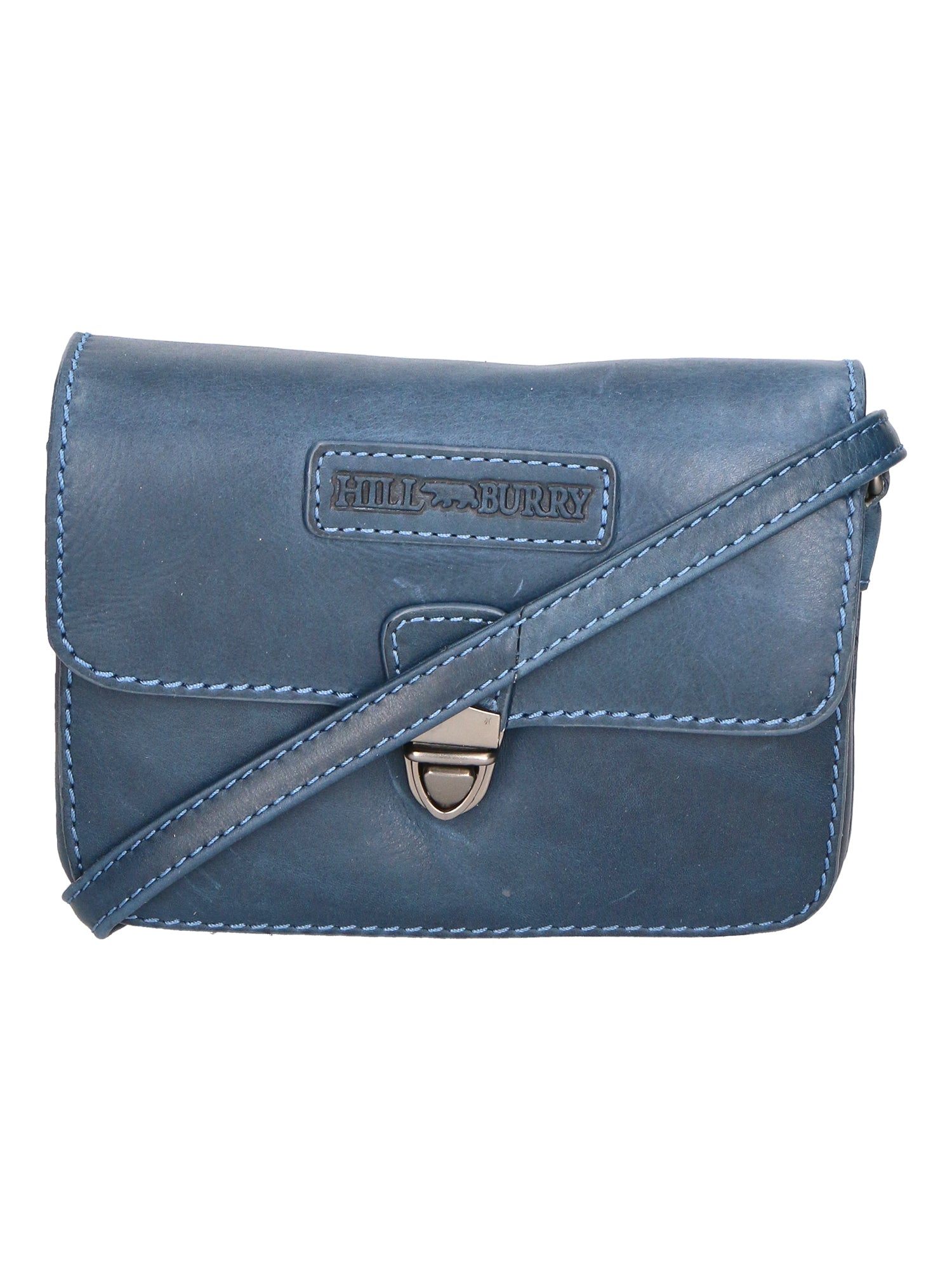 Borsa a tracolla da uomo 100% vera pelle HILB-3279WH-BLU Hill Burry
