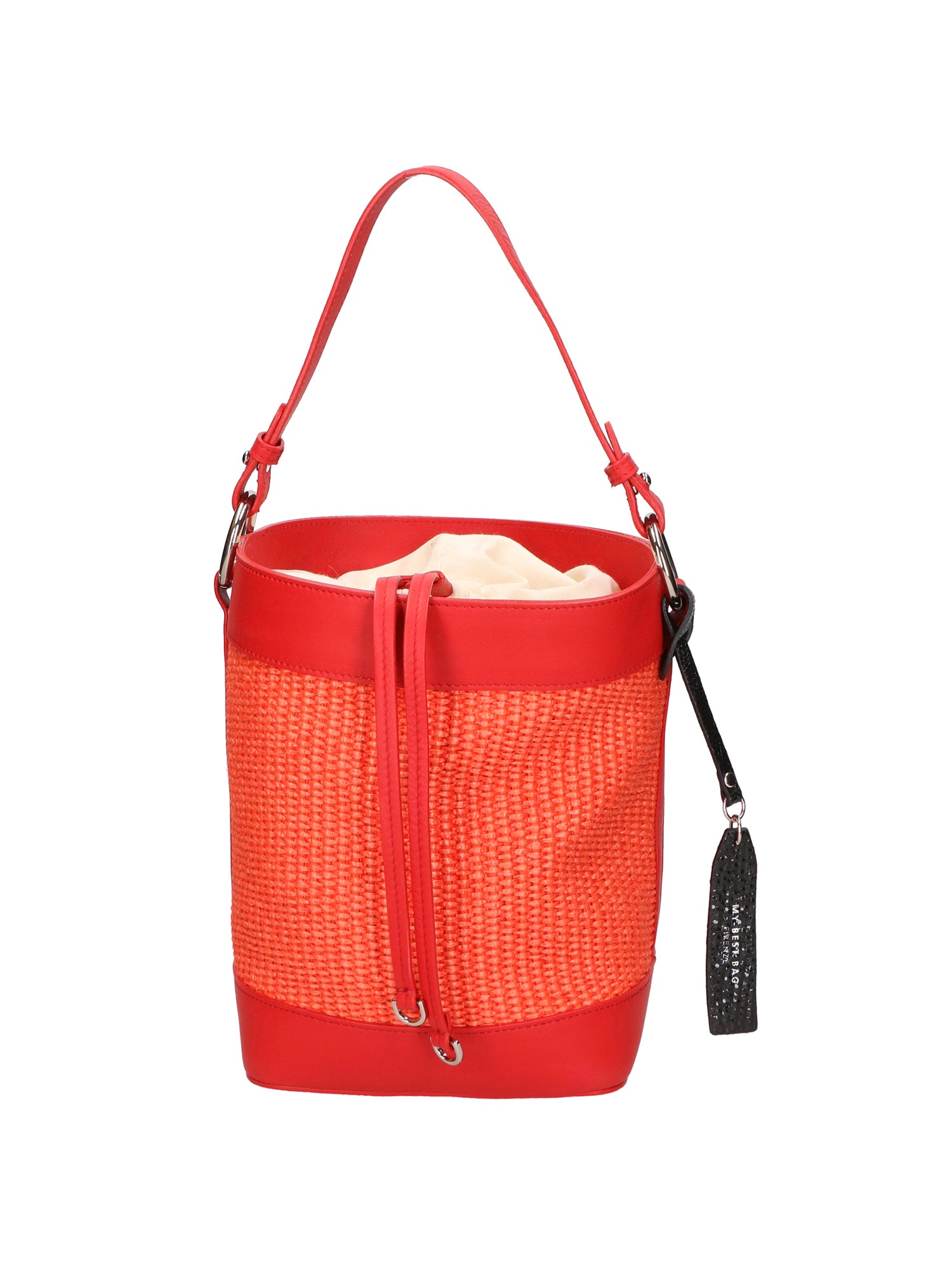 Borsa a secchiello da donna Misto pelle e tessuto MYB-05165-SS-534+S42 CORALLO My Best Bag