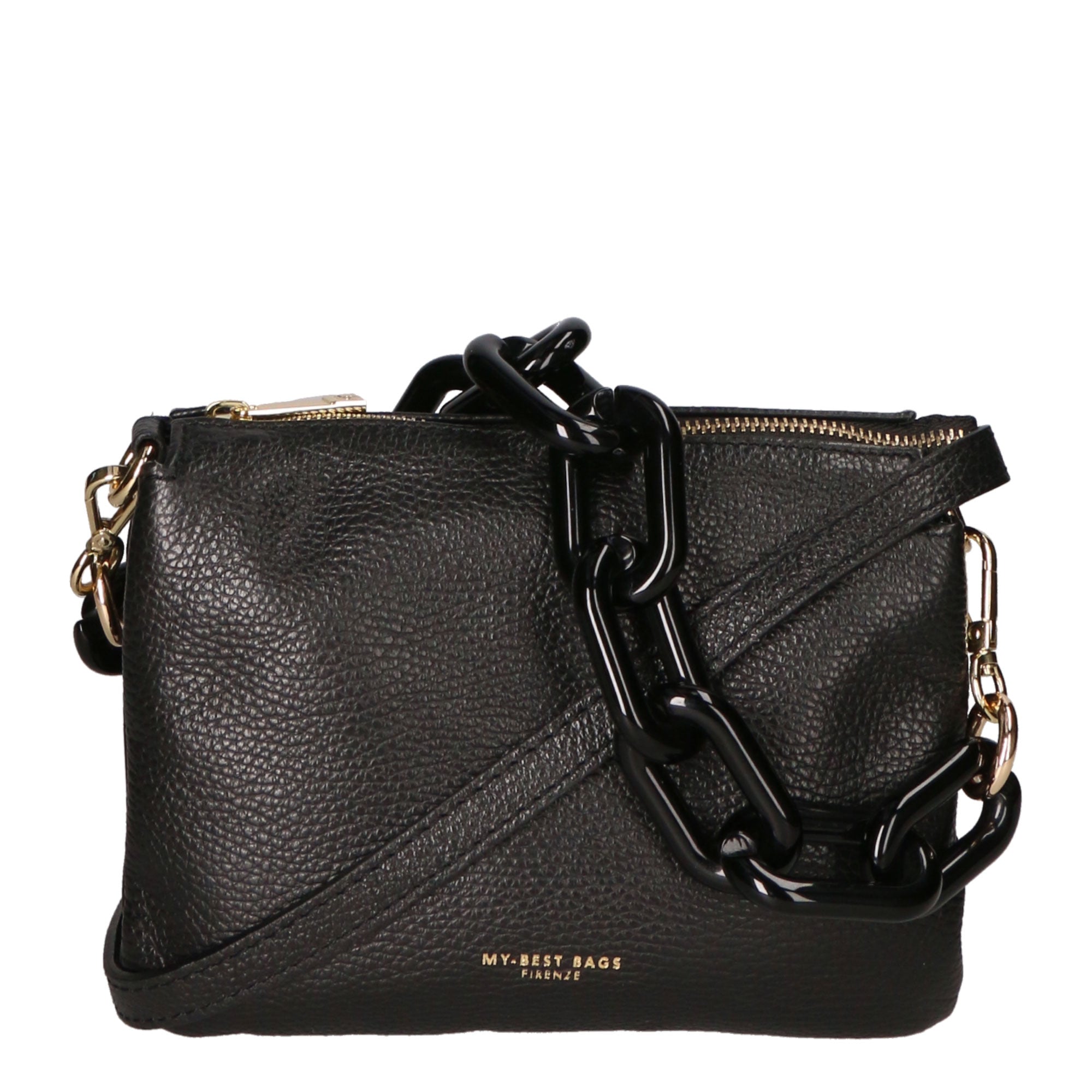 Borsa a tracolla da donna Vera pelle MYB-7024-SS-D28 NERO BLACK My Best Bag