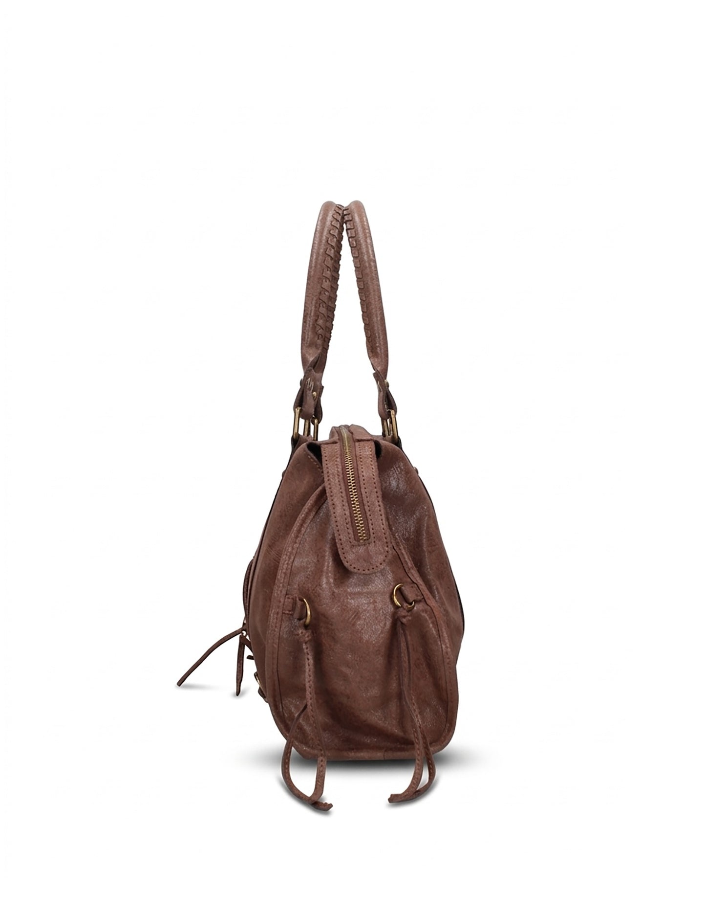 Borsa a Spalla in Genuine Printed Suede Leather Testa di Moro