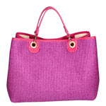 Amanda Borsa a mano da donna Vera pelle e paglia 05168-436 D02 FUXIA Gave Lux