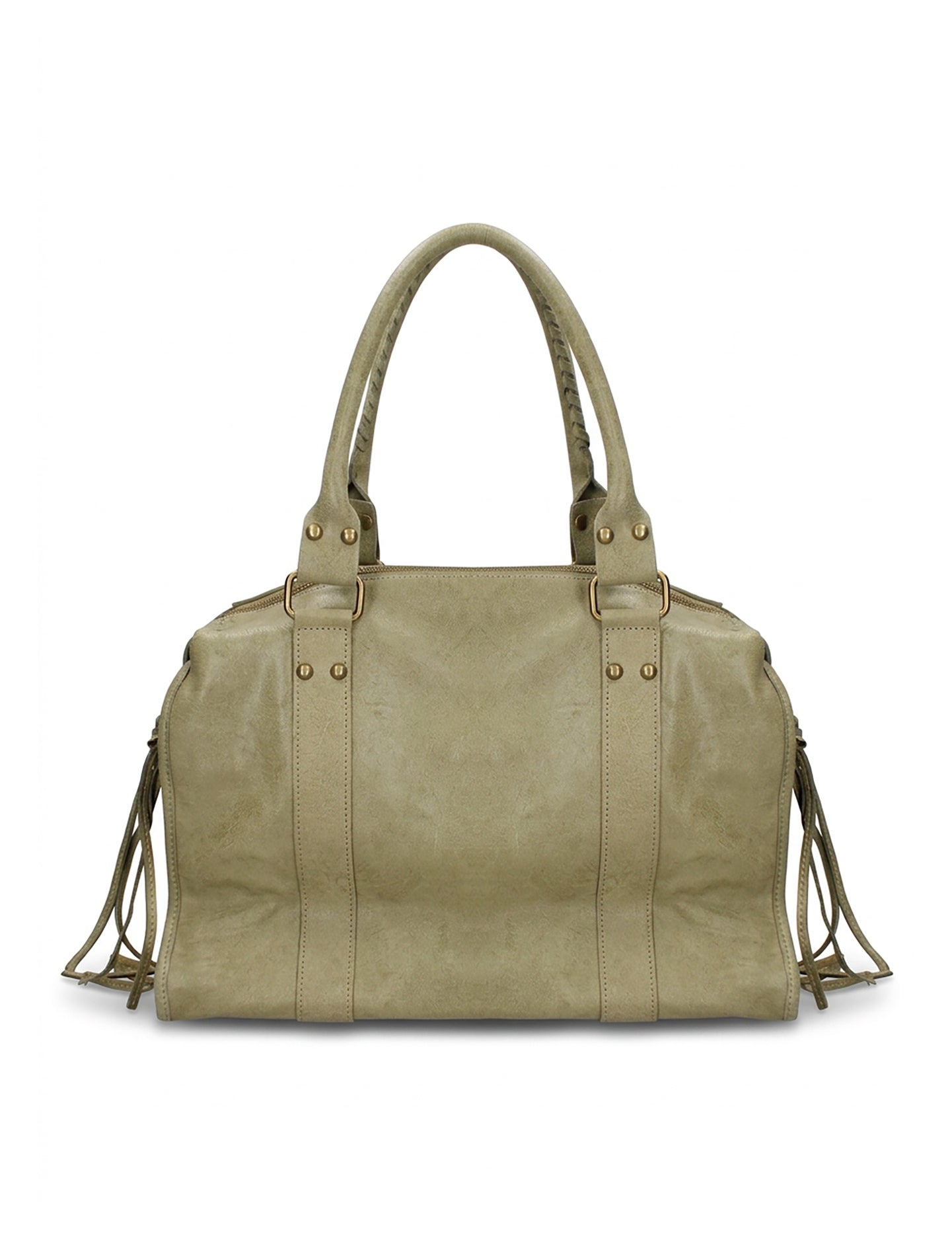 Borsa a Spalla in Genuine Printed Suede Leather Verde