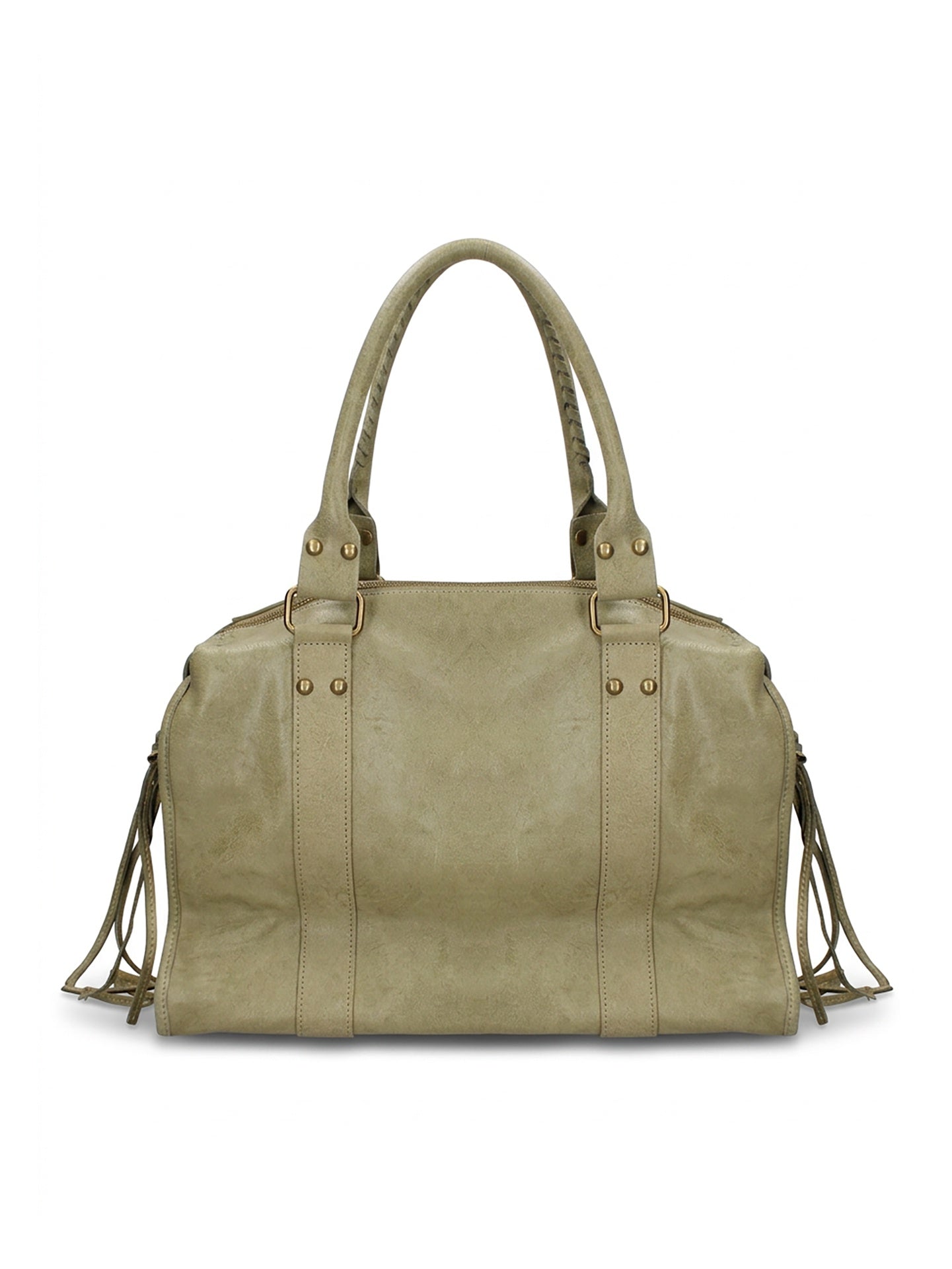 Borsa a Spalla in Genuine Printed Suede Leather Verde