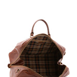 Borsa da viaggio unisex vera pelle 100% cotone 4038-MARRONE Alessia Firenze