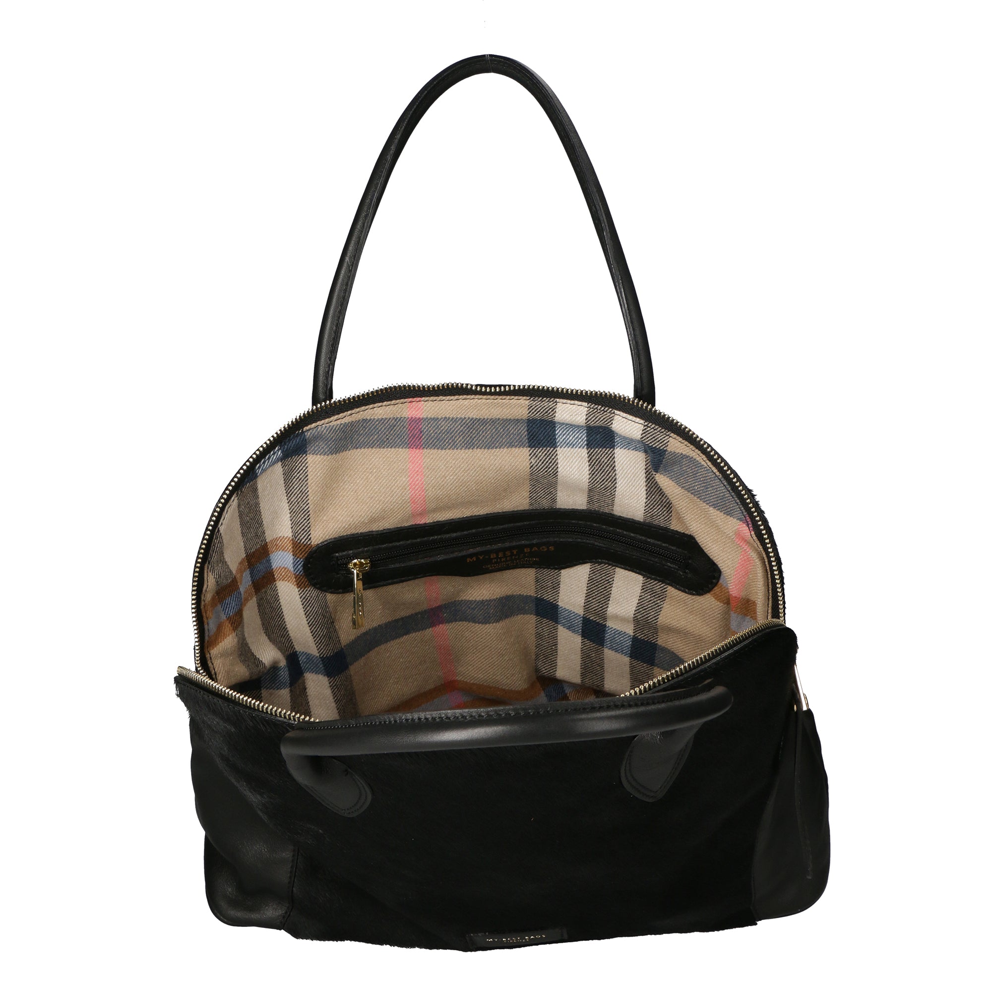 Borsa a mano da donna Vera pelle e calfhair MYB-8027-FW-NERO My Best Bag
