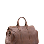 Borsa da viaggio unisex in vera pelle 100% cotone 4091-TESTA DI MORO Alessia Firenze