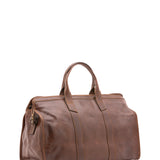 Borsa da viaggio unisex in vera pelle 100% cotone 4091-TESTA DI MORO Alessia Firenze