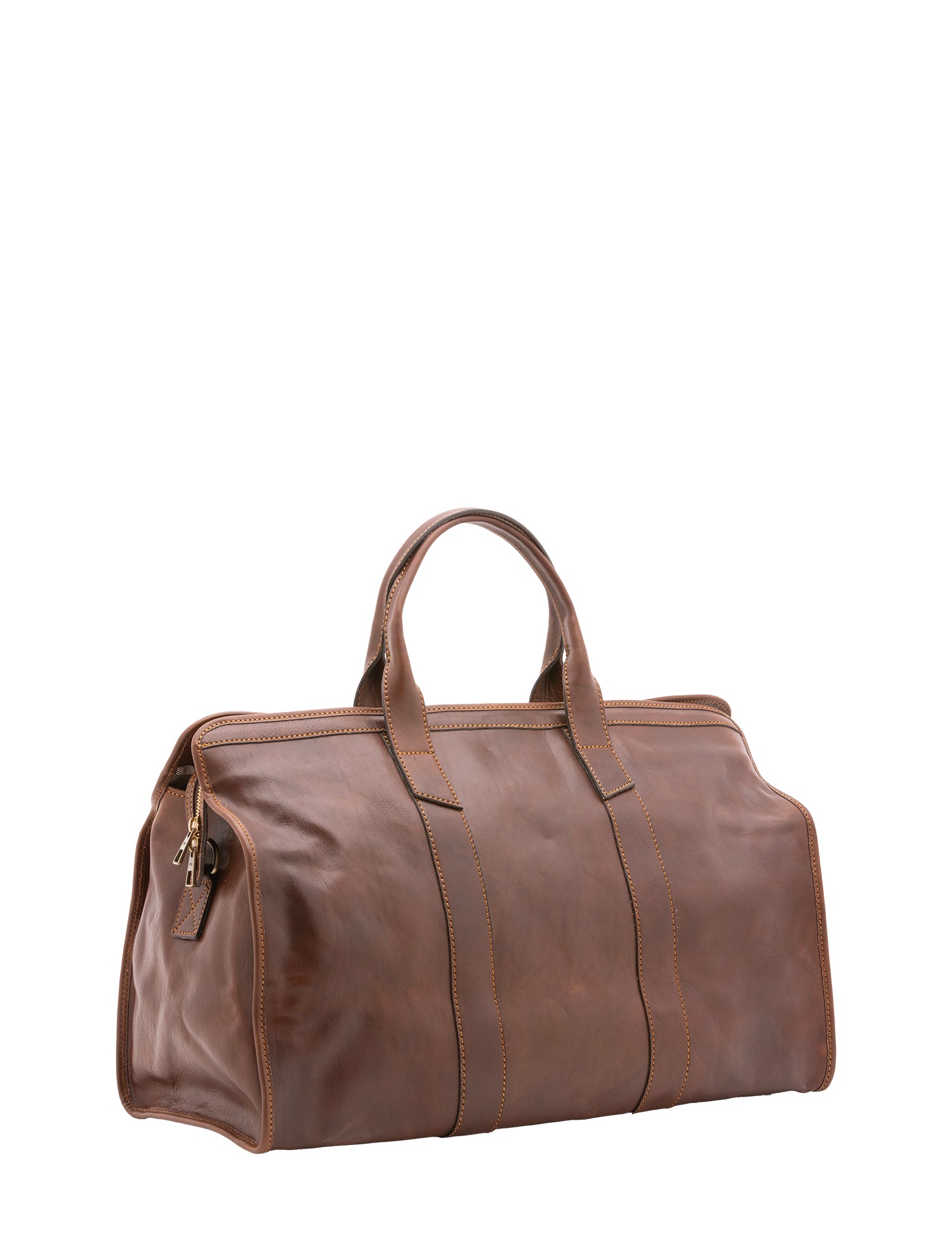 Borsa da viaggio unisex in vera pelle 100% cotone 4091-TESTA DI MORO Alessia Firenze