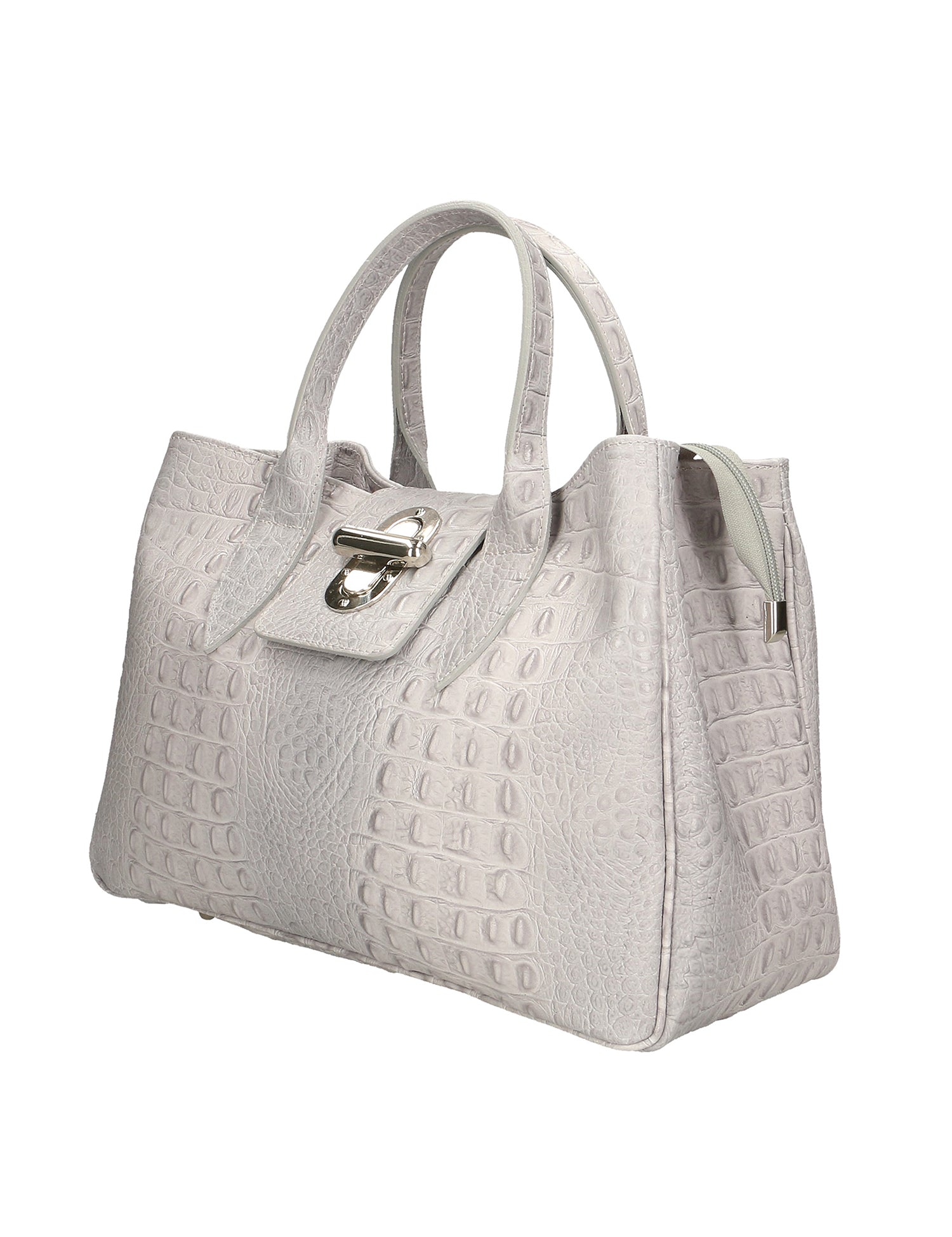 Ascoli Borsa a mano da donna Pelle stampata cocco 7718-GRIGIO Gave Lux