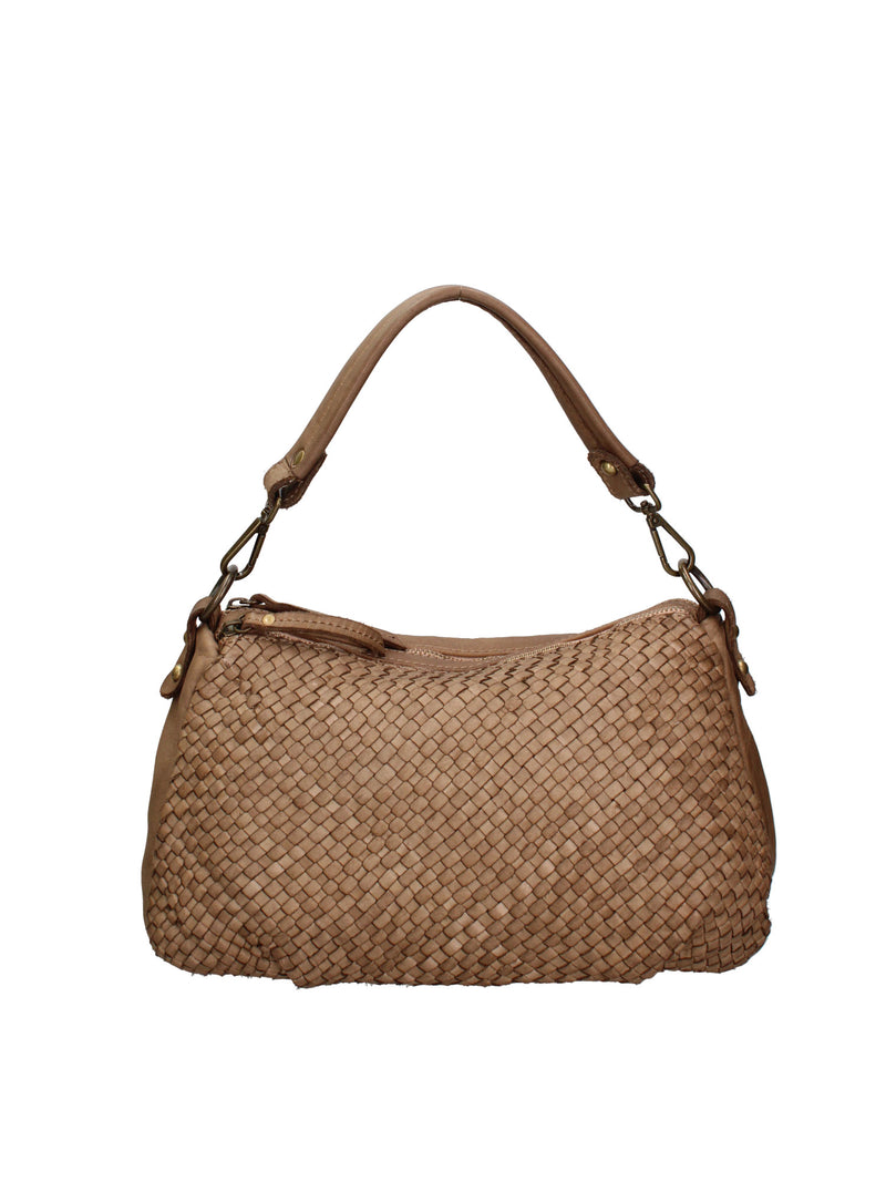 Novella Borsa a Spalla in Vera Pelle Taupe