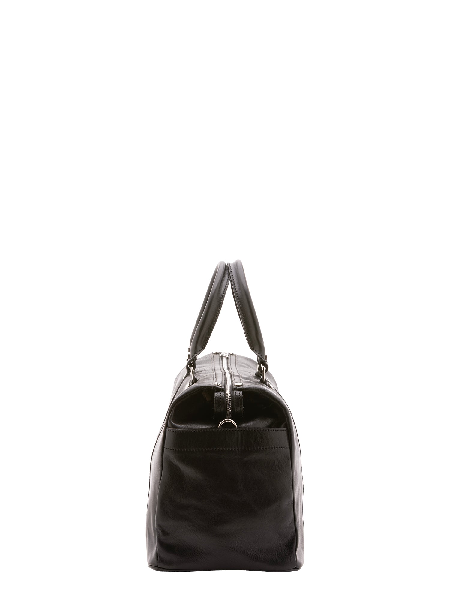 Borsa da viaggio unisex vera pelle 100% cotone 4546-NERO Alessia Firenze