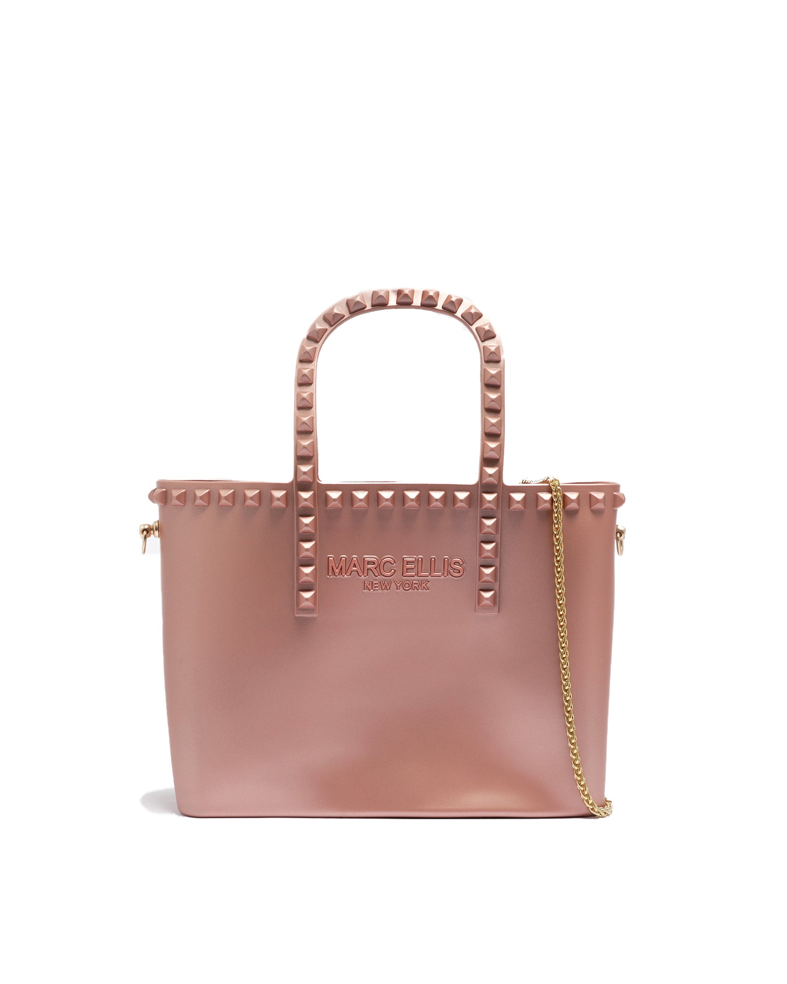 Borsa a mano da donna 100% Pvc FLAT GLAS M-ROSA ANTICO + OFF GOLD Marc Ellis