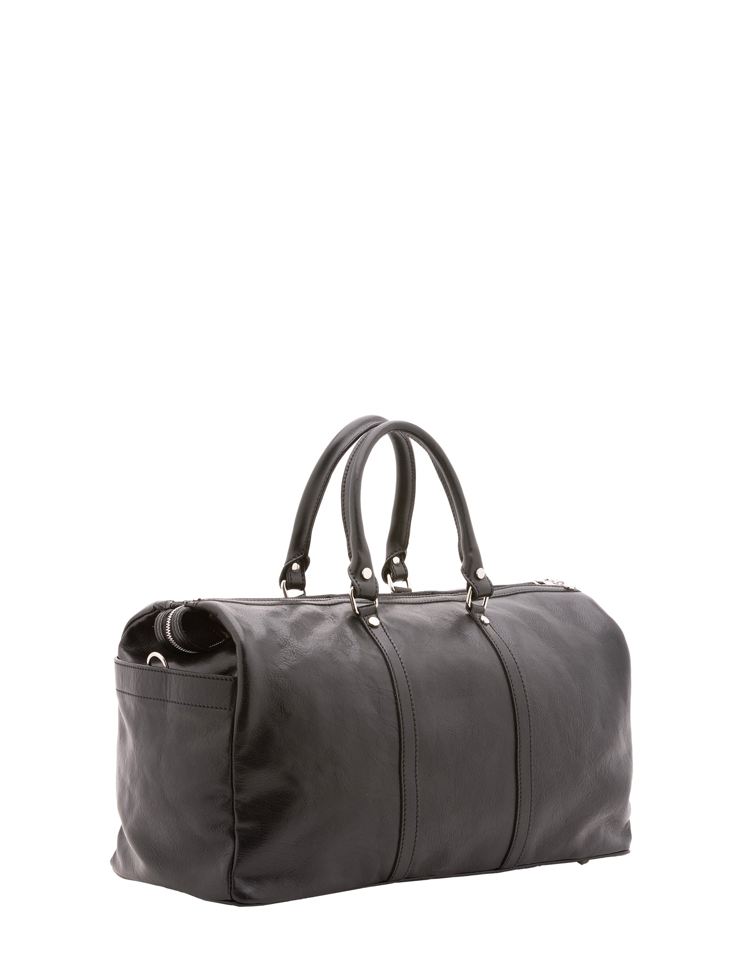 Borsa da viaggio unisex vera pelle 100% cotone 4546-NERO Alessia Firenze