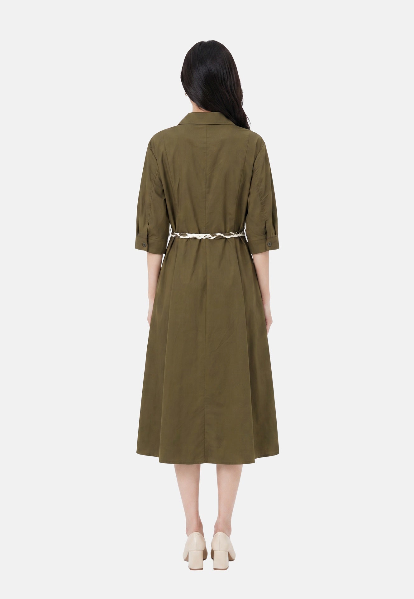 Vestito in Cotone Verde Militare