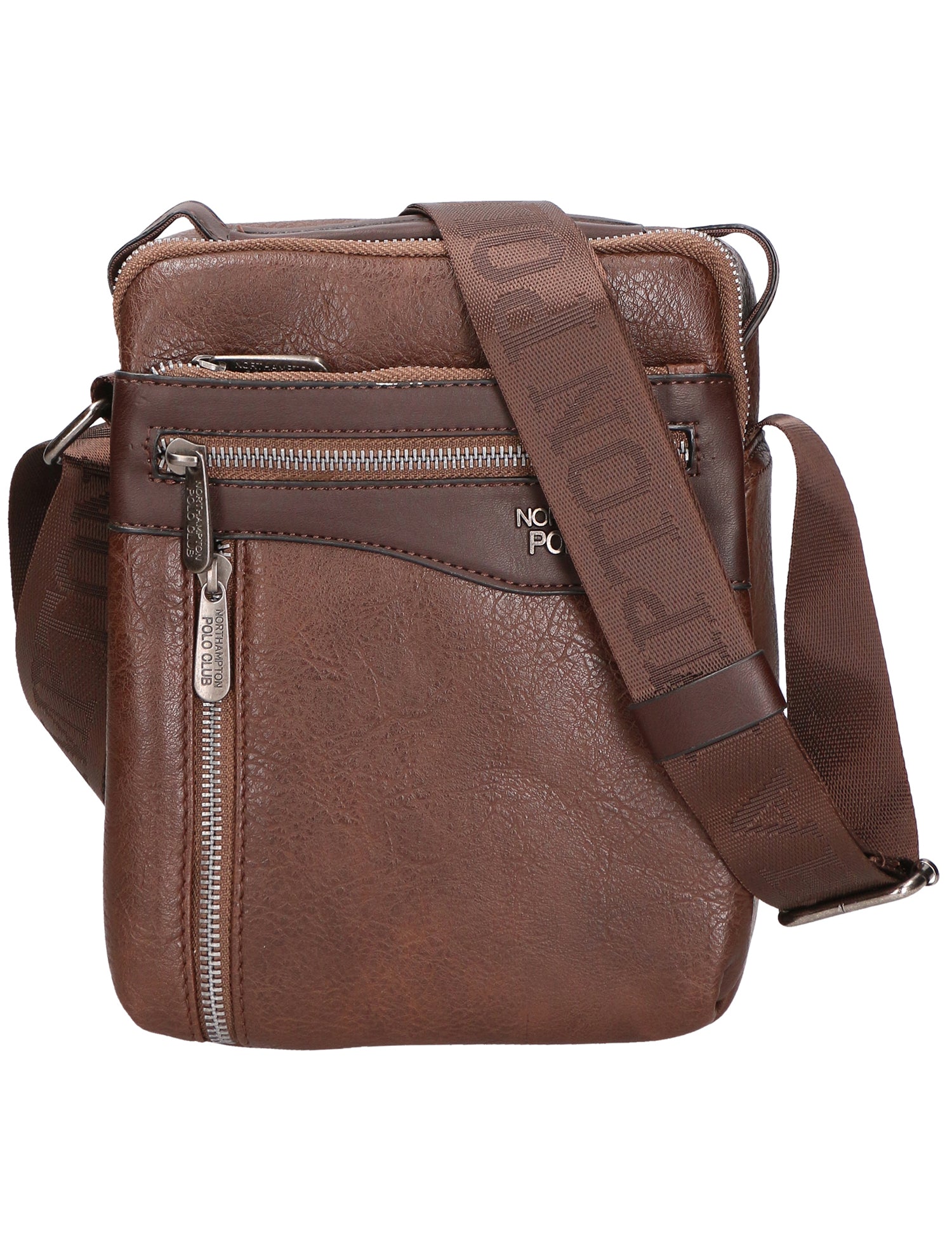Borsa a tracolla uomo in pelle PU Casual PCL3004-BROWN Northampton Polo Club