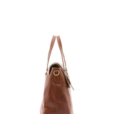 Borsa da viaggio unisex in vera pelle 100% cotone 4066-MARRONE Alessia Firenze