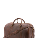 Borsa da viaggio unisex vera pelle 100% cotone 4038-TESTA DI MORO Alessia Firenze