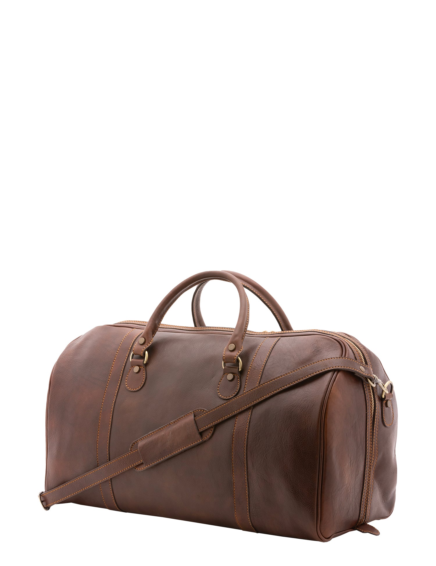 Borsa da viaggio unisex vera pelle 100% cotone 4038-TESTA DI MORO Alessia Firenze