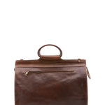 Borsa da viaggio unisex in vera pelle 100% cotone 4563-TESTA DI MORO Alessia Firenze