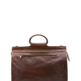 Borsa da viaggio unisex in vera pelle 100% cotone 4563-TESTA DI MORO Alessia Firenze
